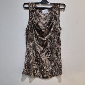 Brown Paisley Cowl Neck Camisole